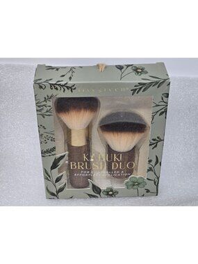 Livegreen Kabuki Brush Duo Set Ideal for Foundation Powder Bronzer Or Blush